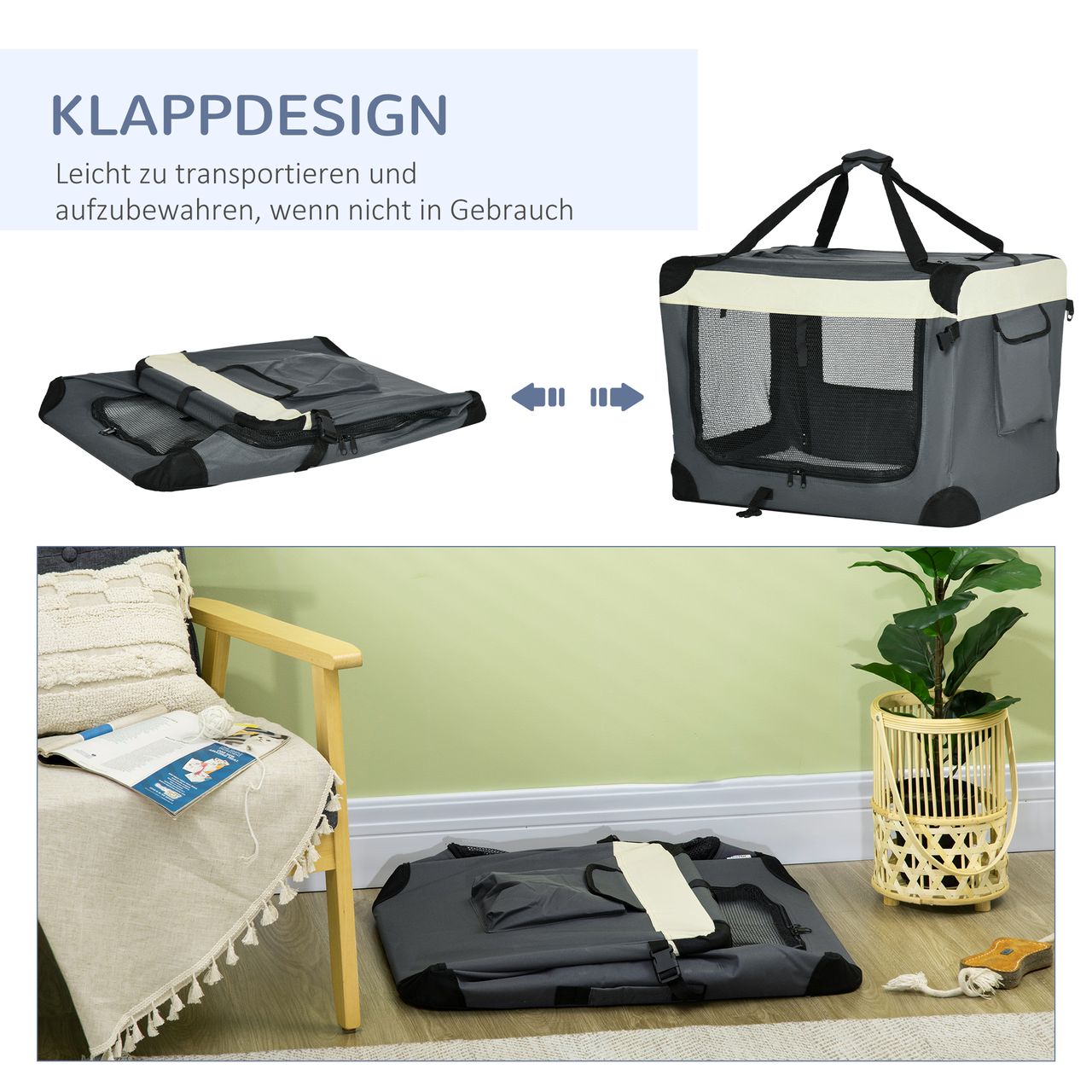PawHut Hundebox faltbar Hundetransportbox Hundetasche 70 x 51 x 50 cm