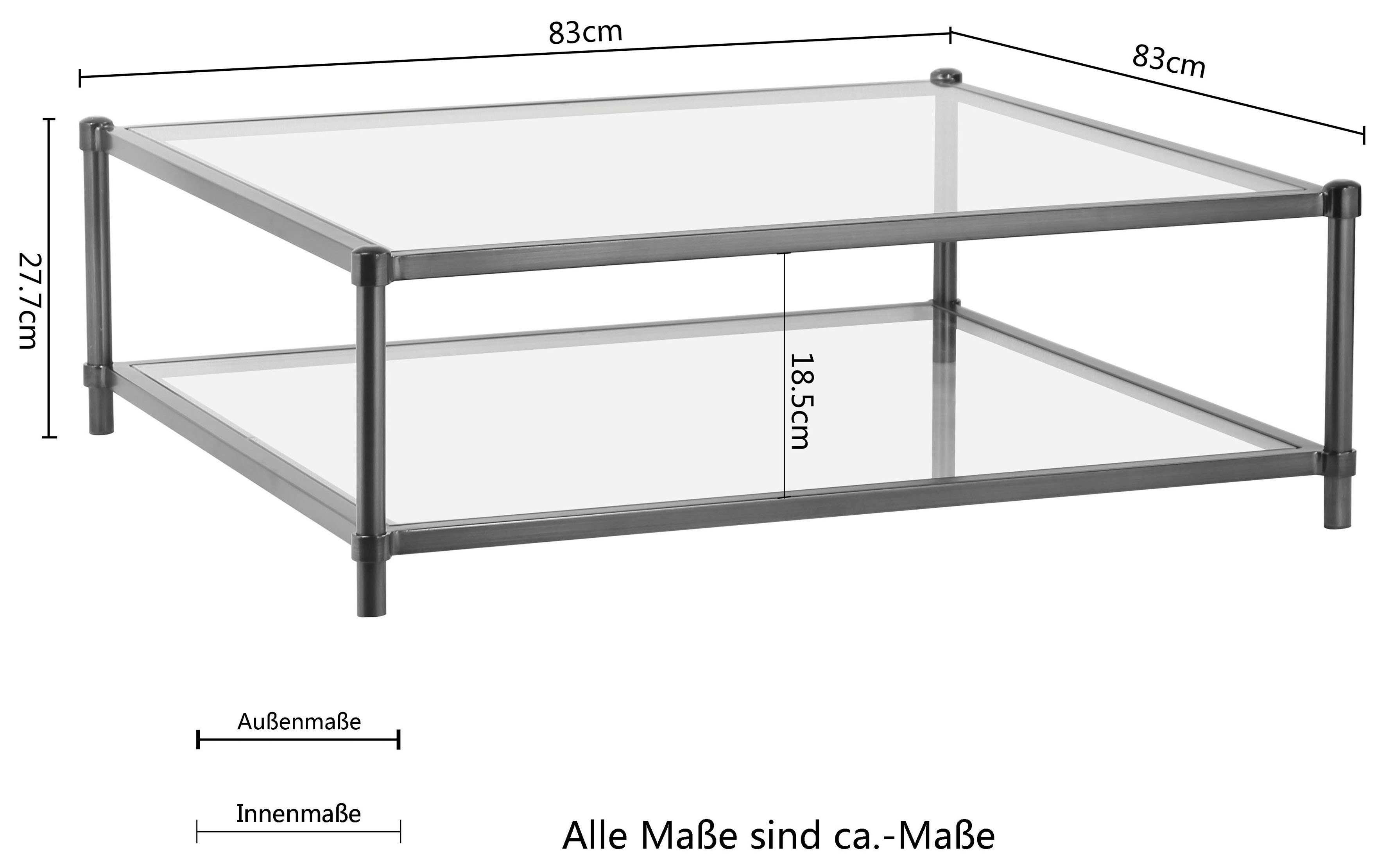 GMK Collection Couchtisch Lieke, 0,6cm starke Glastischplatte, Tischbeine aus Metall, Mit 1 Ablageboden