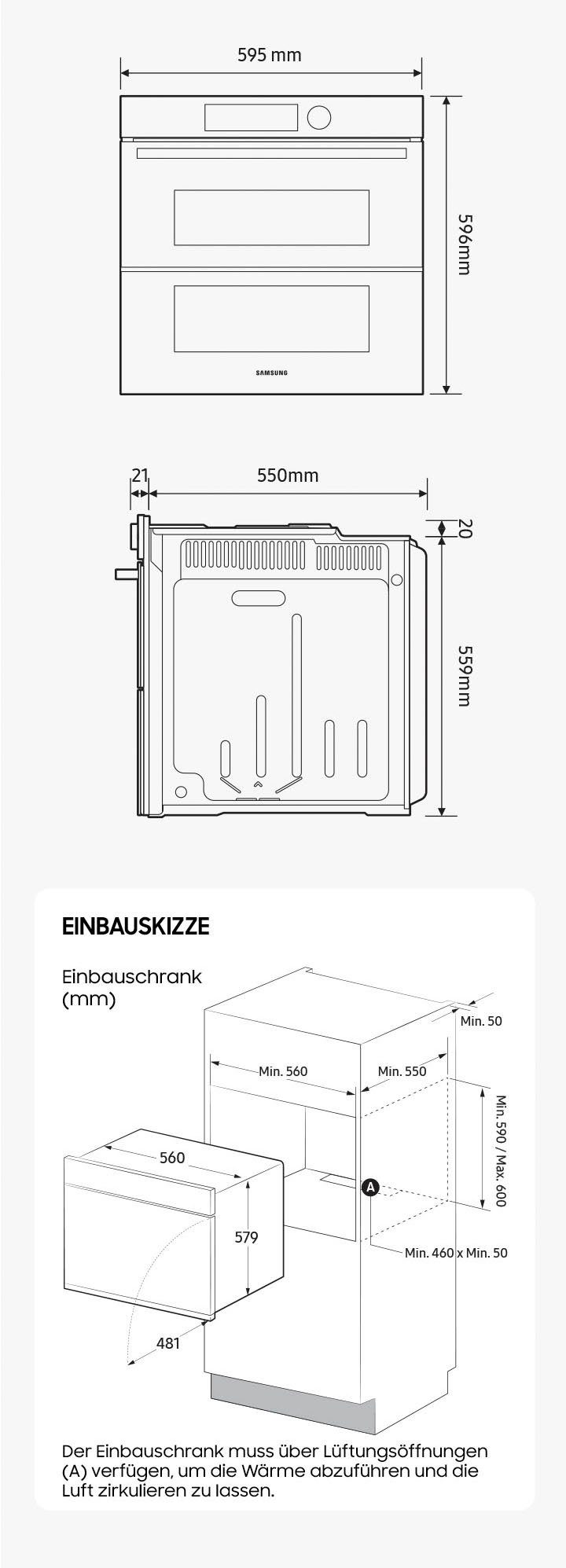 Samsung Einbaubackofen NV7400B NV7B41307AS, Pyrolyse-Selbstreinigung