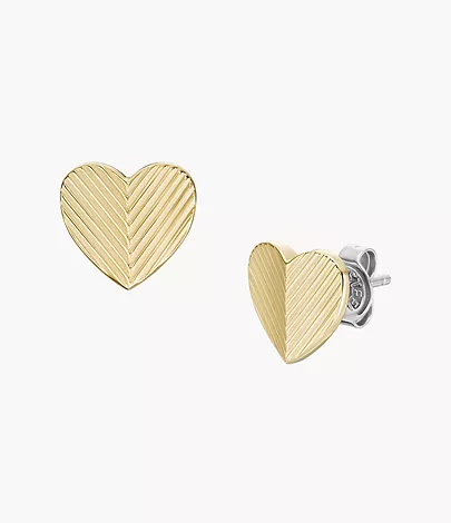 Fossil Ohrstecker Harlow Linear Texture Heart Edelstahl goldfarben