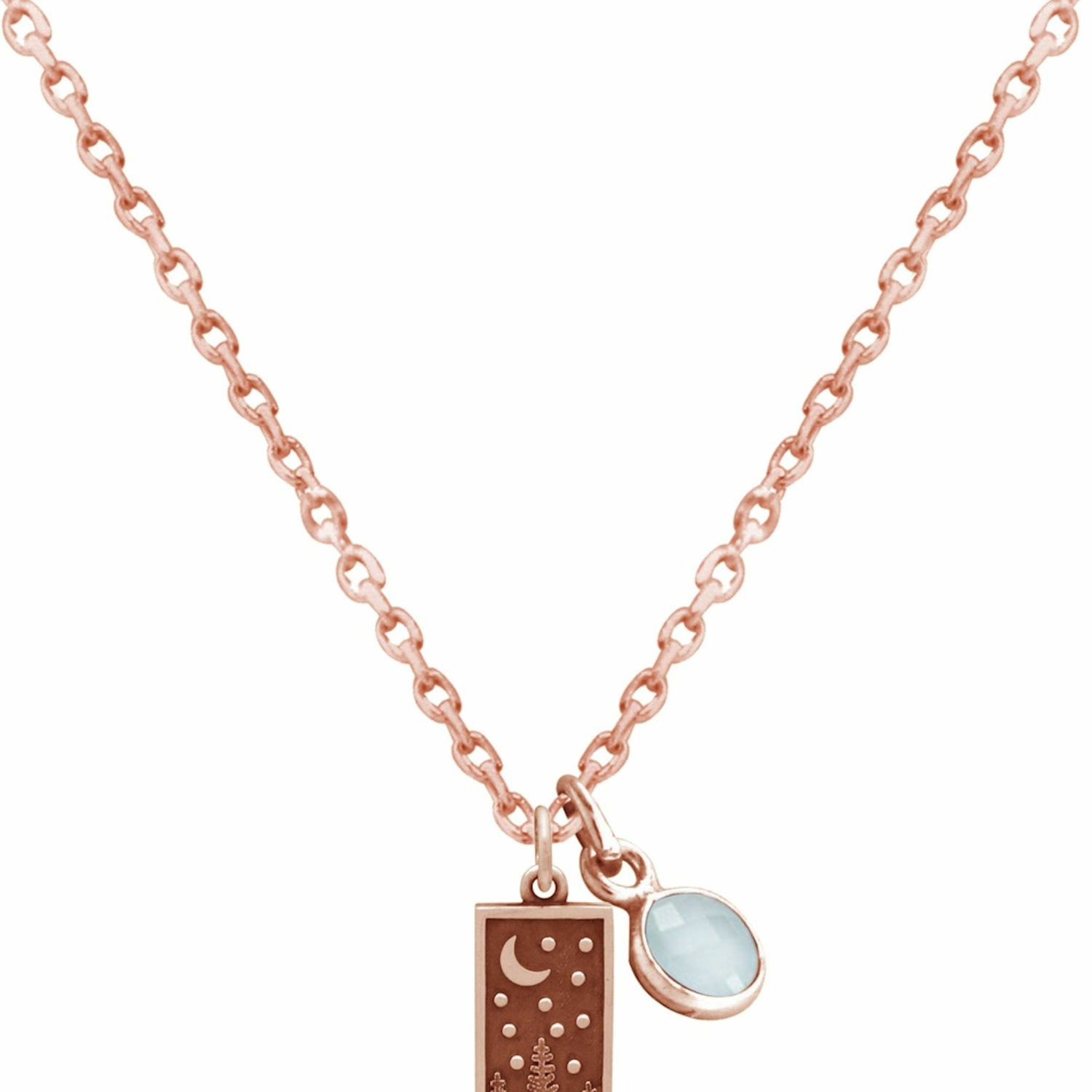 Halskette mit Anhänger 'Waldnacht - Chalcedon'
