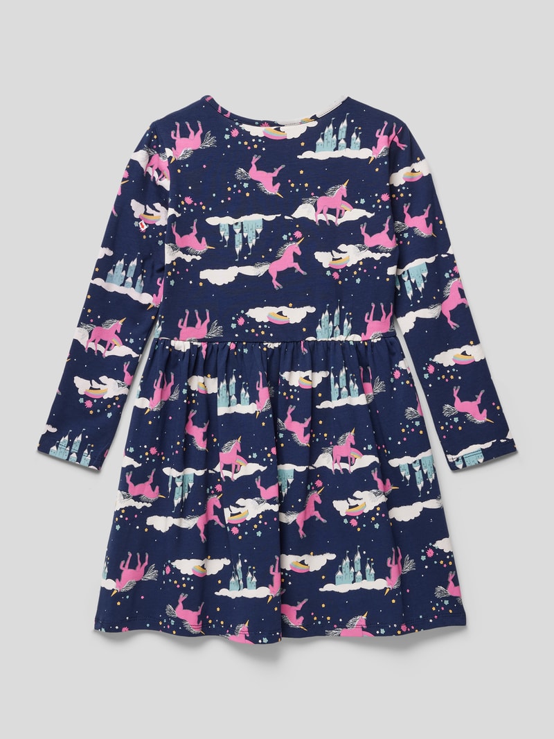 Minikleid mit Allover-Print in marineblau