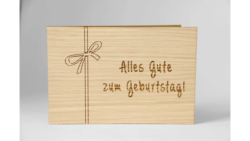 Original Holzgrußkarte - Alles Gute zum Geburtstag, Schleife