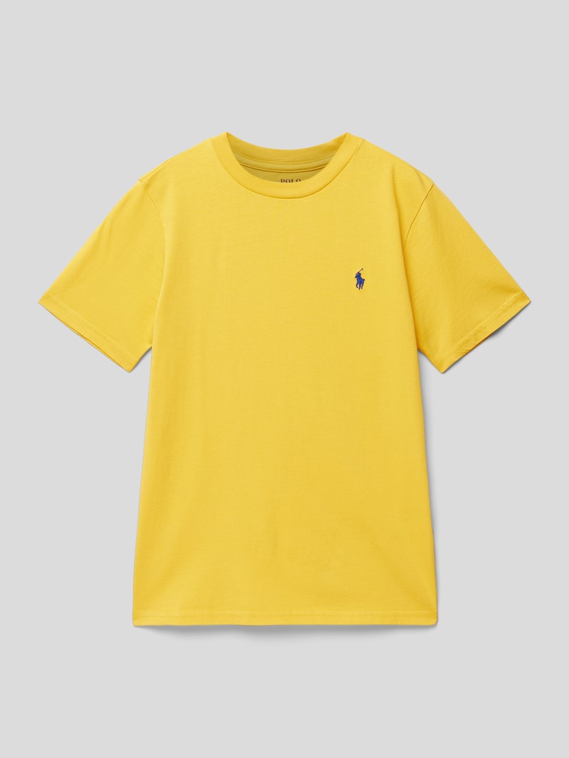 T-Shirt mit Logo-Stitching in gelb