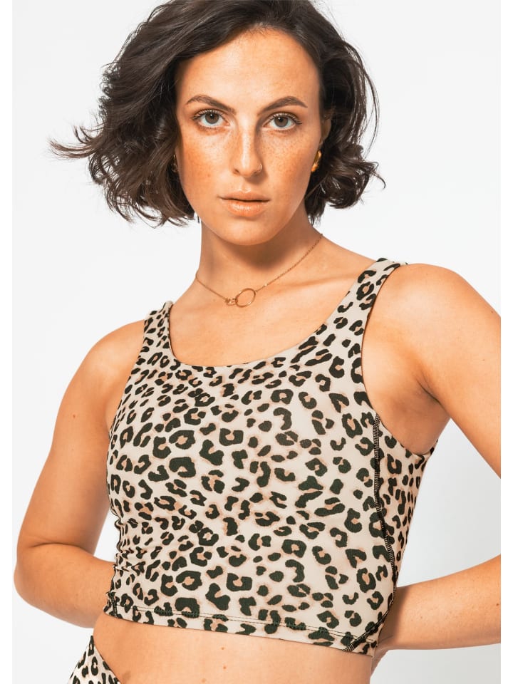 SASSYCLASSY Sport BH mit breiten Trägern und Rückenausschnitt in Beige günstig kaufen XS
