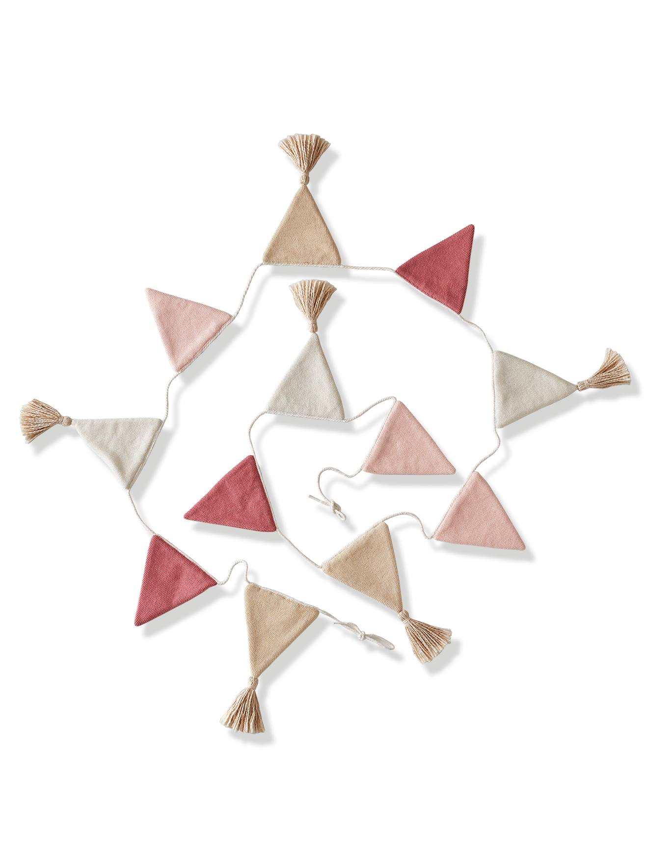 Guirlande fanions tricot rose poudré