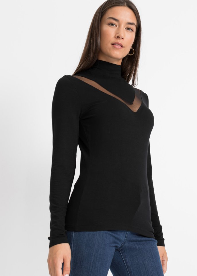Langarmshirt mit Mesh