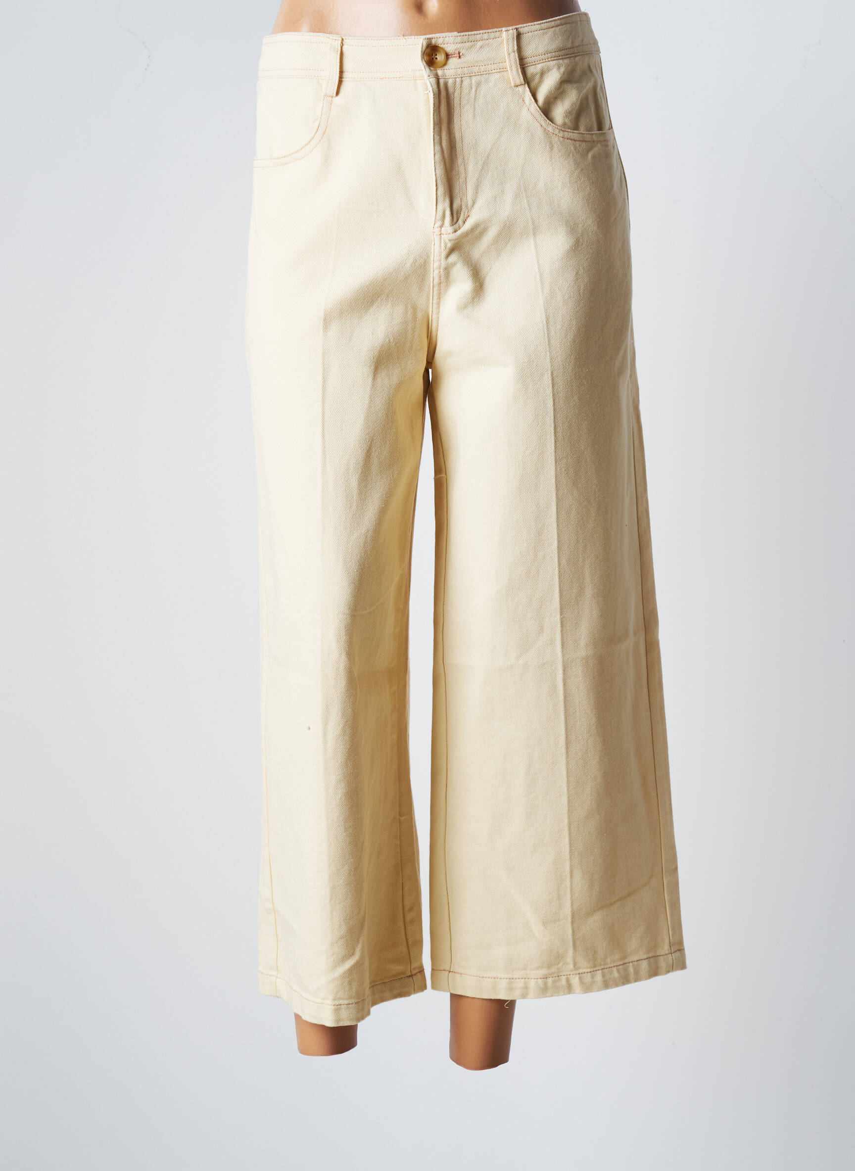 Grace Mila Jeans Coupe Large Femme couleur beige