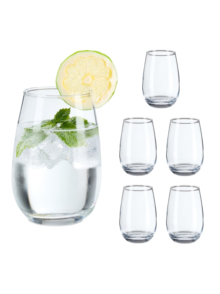 relaxdays 6 x Trinkgläser in Transparent - 400 ml günstig kaufen onesize