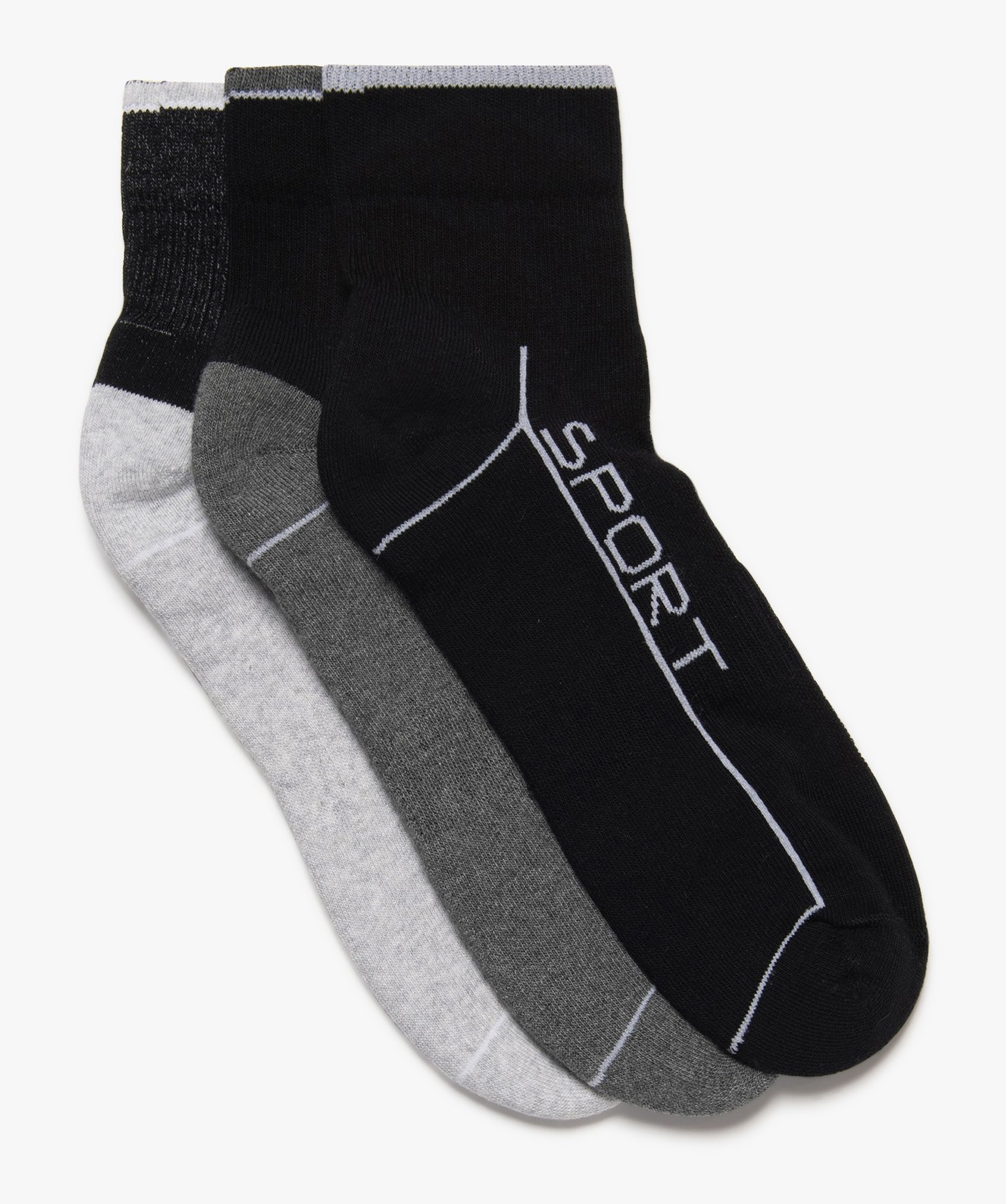 Chaussettes de sport tige basse homme (lot de 3) noir | GEMO