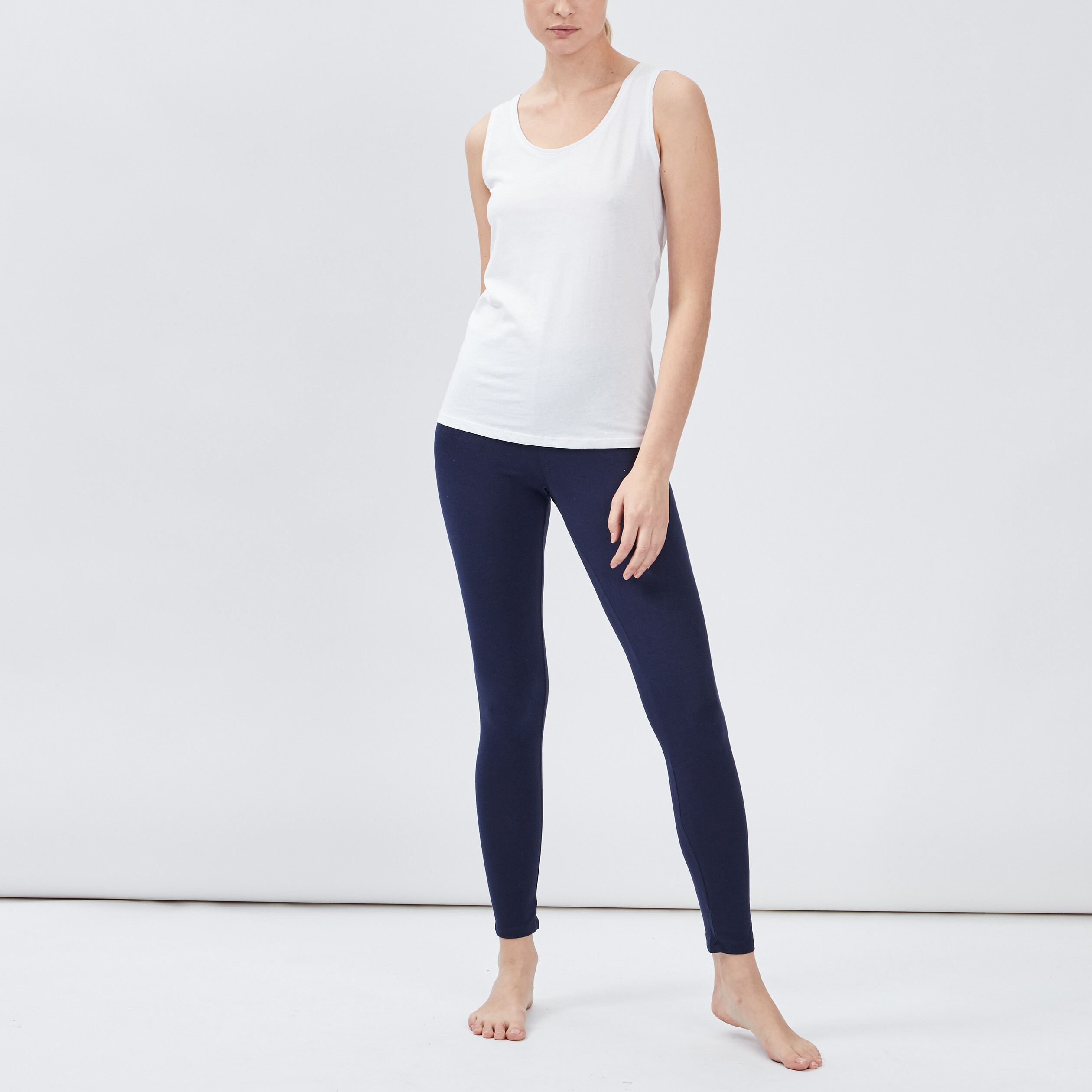 Legging taille standard bleu marine femme | La Halle
