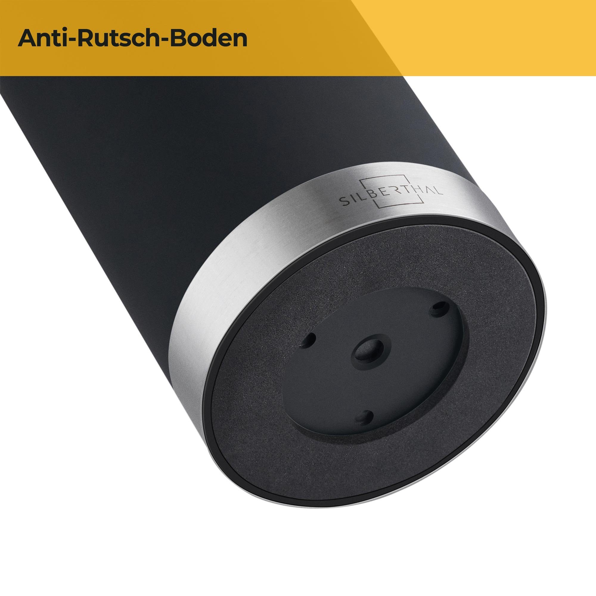 SILBERTHAL Messerblock ohne Messer in Schwarz mit elegantem Edelstahlring (1tlg), flexibler Borsteneinsatz