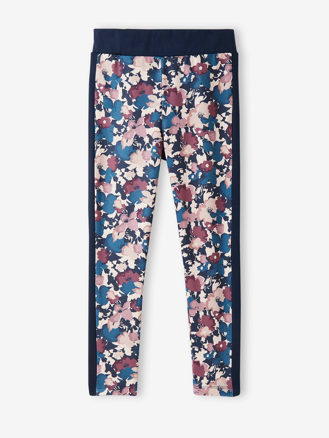 Legging de sport toucher doux fille bleu marine aop