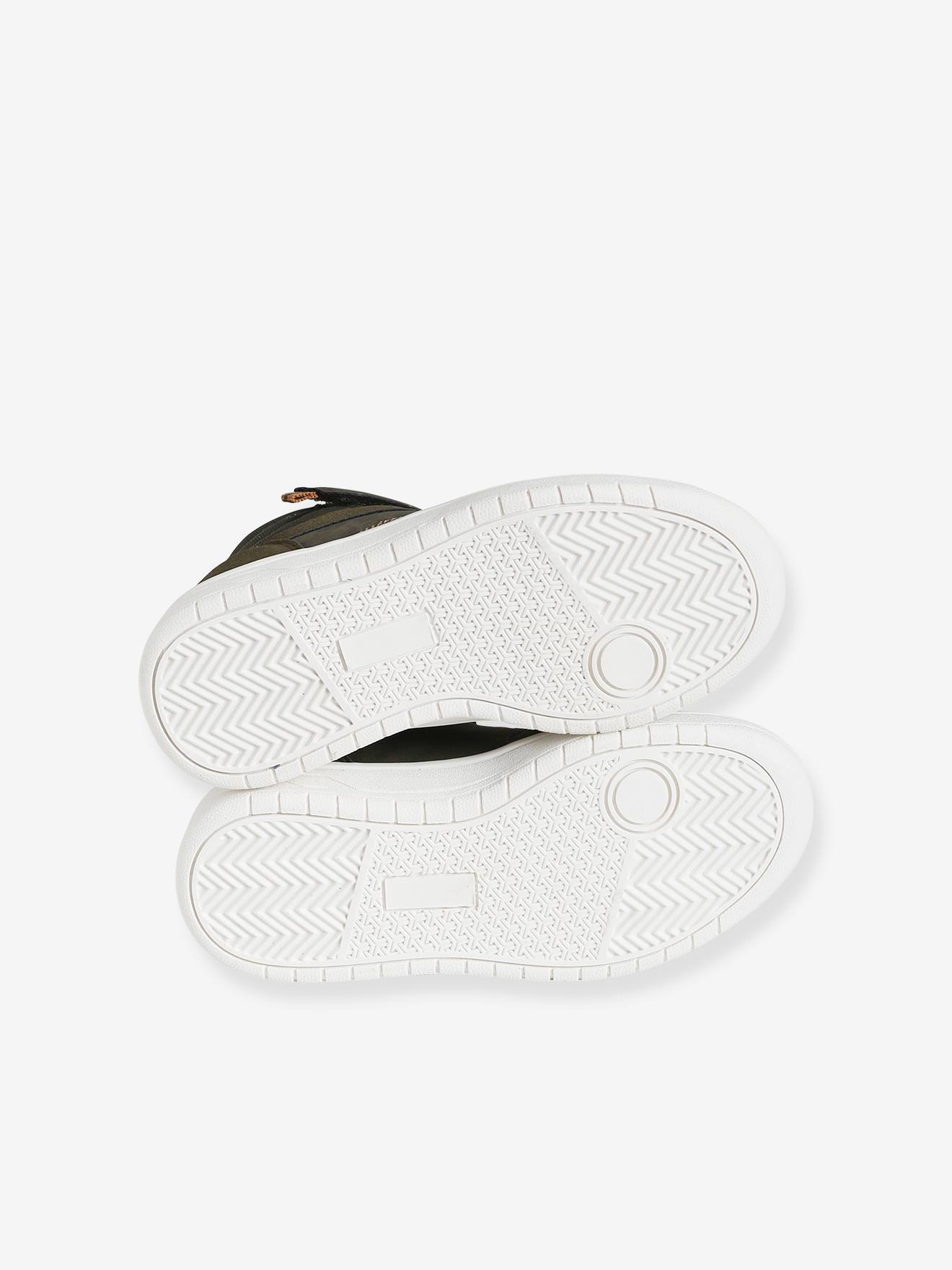 Baskets montantes lacées et scratchées garçon kaki