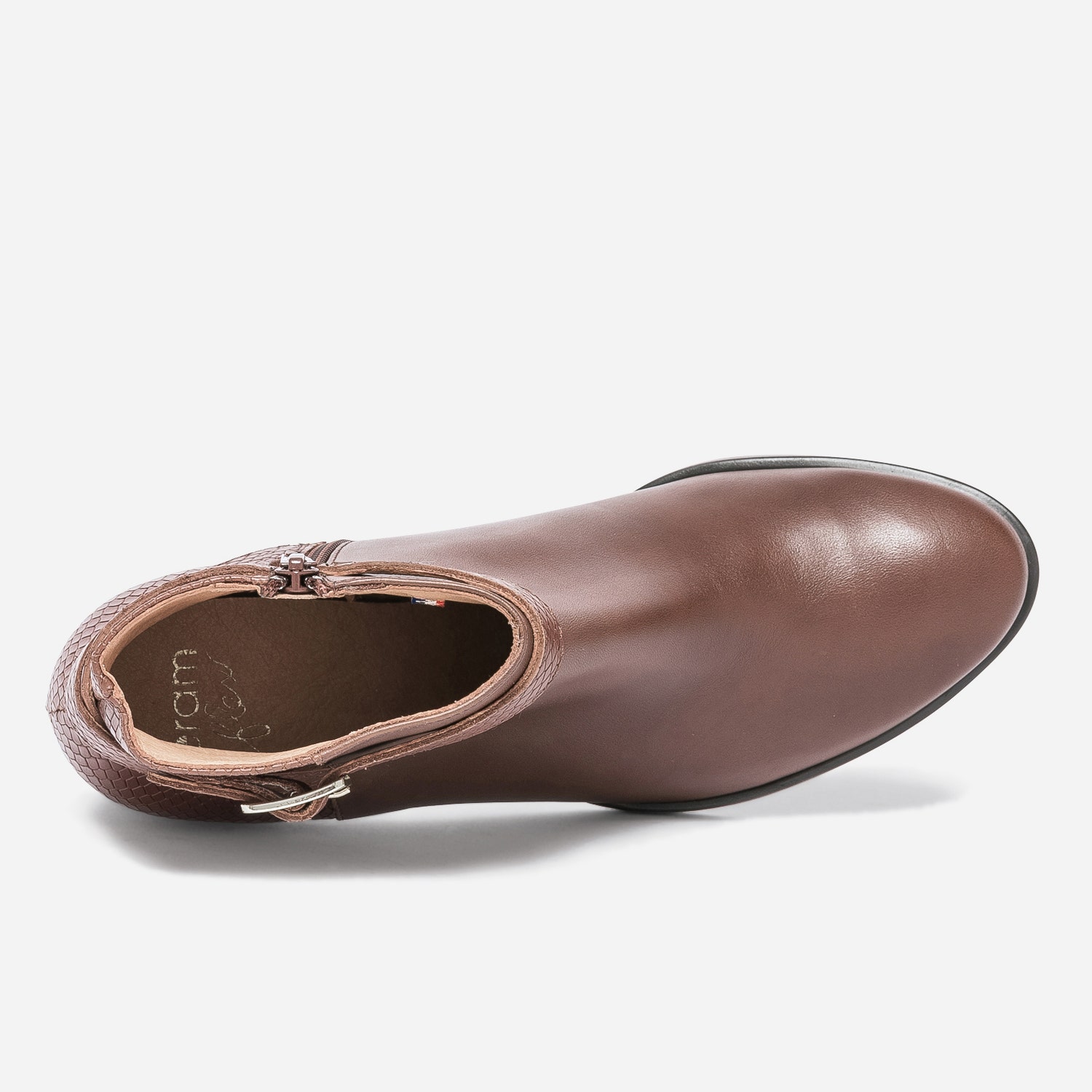 Boots à talon ERAM FLEX cognac cuir embossé
