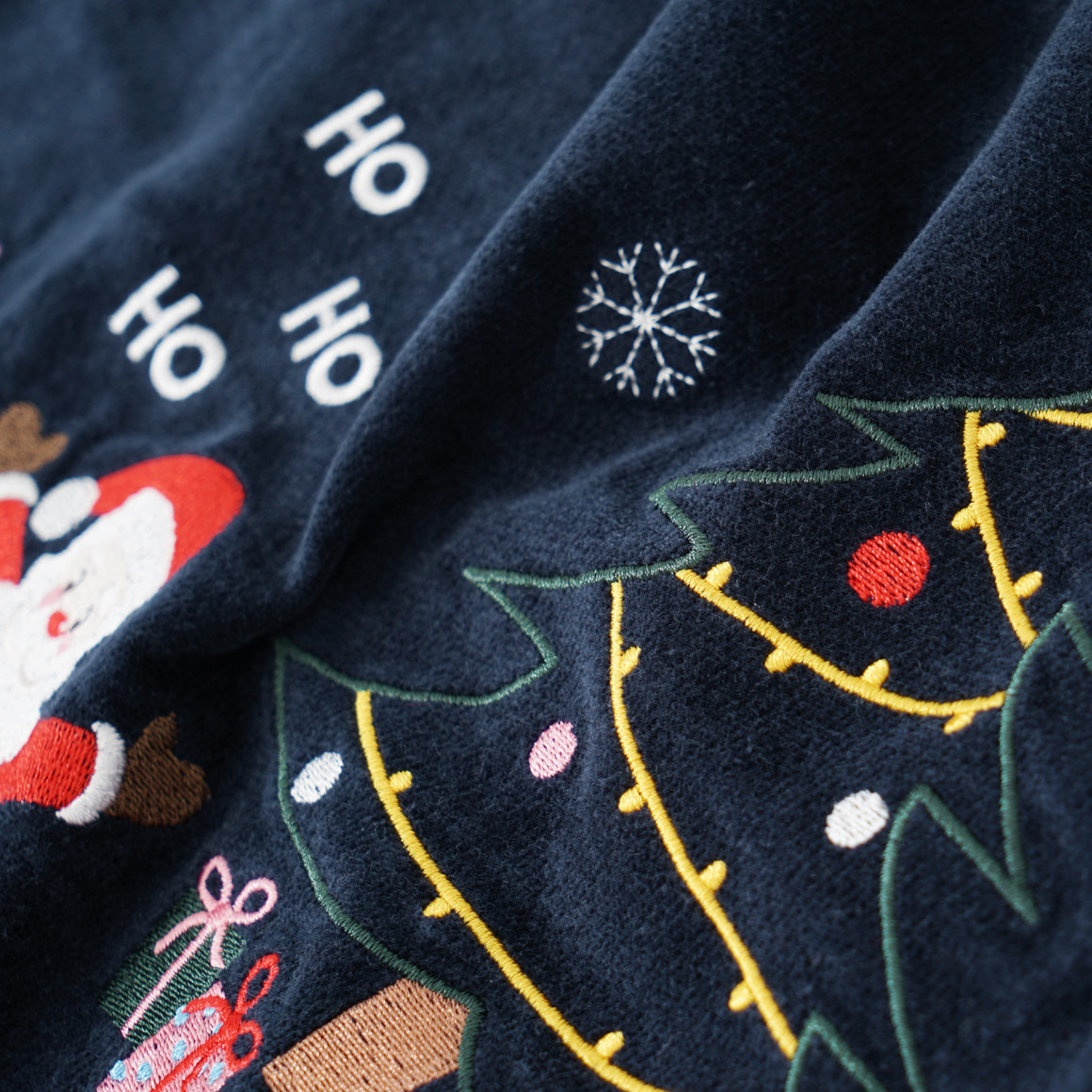 Mädchen Weihnachtskleid und Langarmshirt dunkelblau / weiss