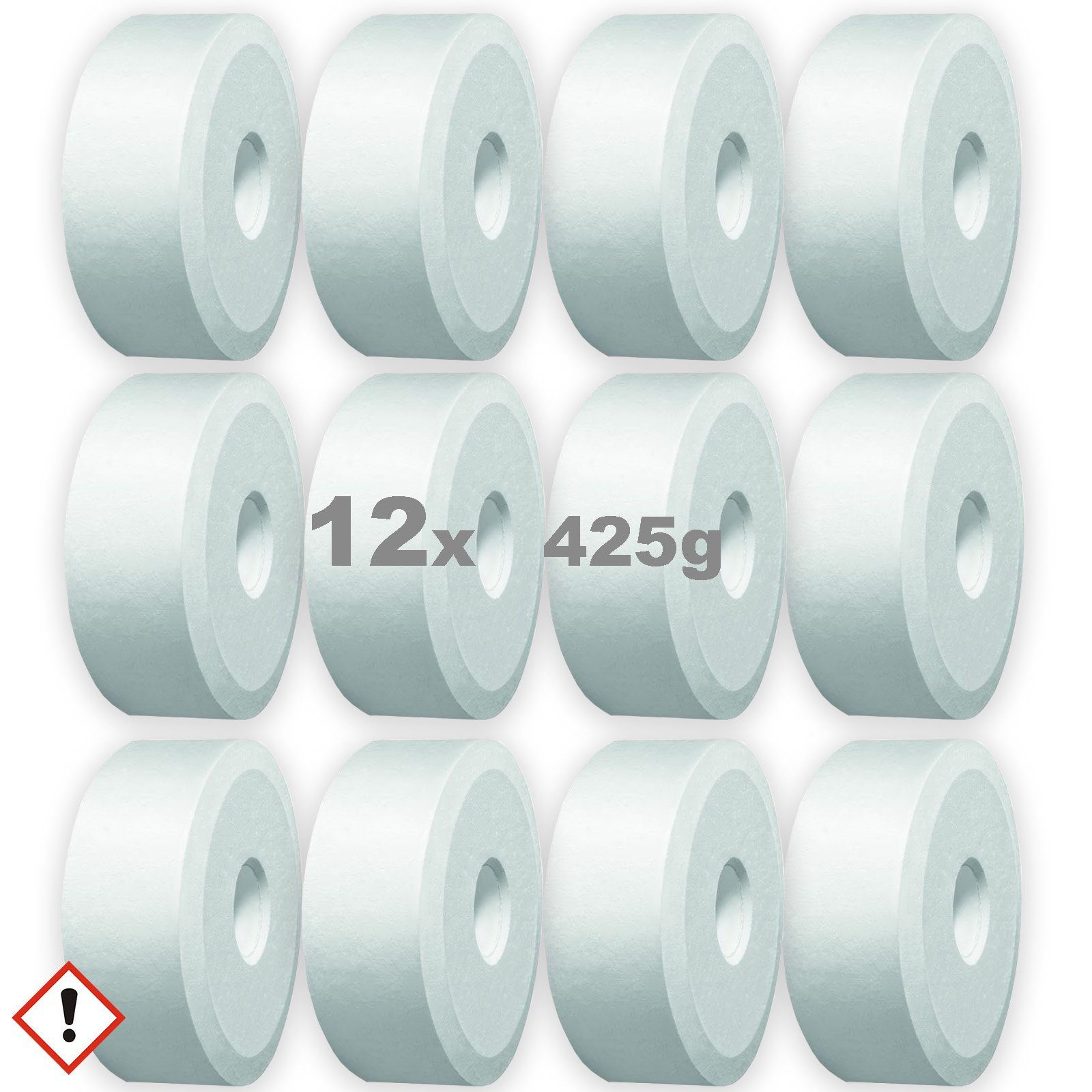 BlueCraft Luftentfeuchter-Nachfüllpack Nachfüller Schlafzimmer Wohnung gegen Schimmel, Entfeuchter Granulat Tabs mit Loch 12x 425g für Raumentfeuchter