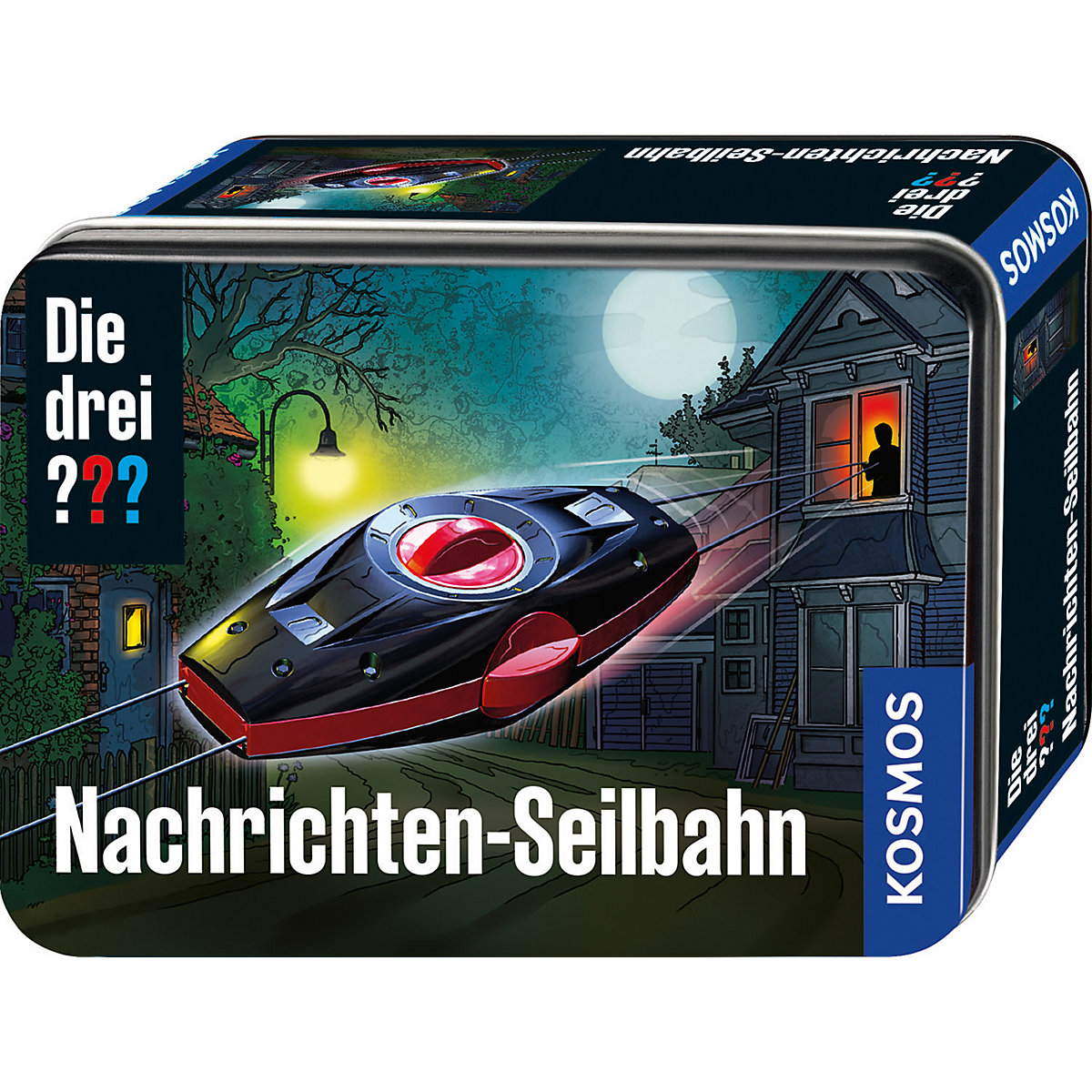 Die drei  Nachrichten-Seilbahn (große Dose)