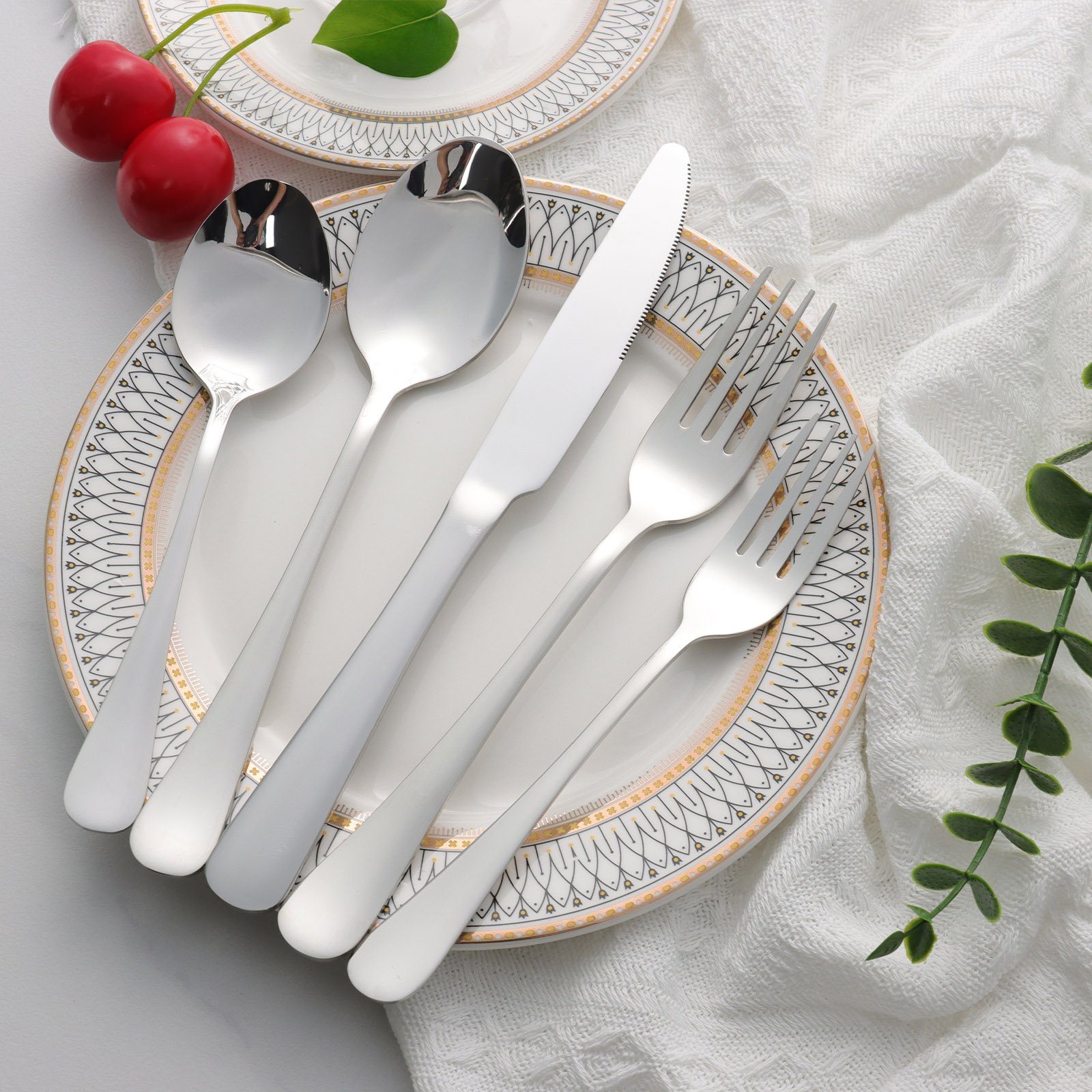 CALIYO Besteck-Set Edelstahl Rostfrei 18/10 Besteck Set, Besteck Set für 6 Personen, Messer Gabel Löffel Set 30-teilig, Spülmaschinengeeignet