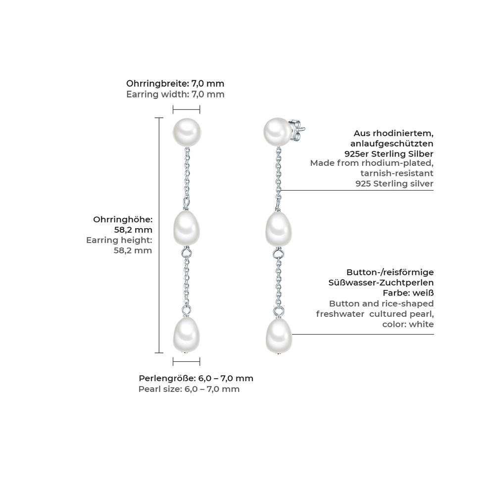 Valero Pearls Boucles d'oreille en perle Argent sterling Perle de culture d'eau douce en Argent Boucles d'oreilles