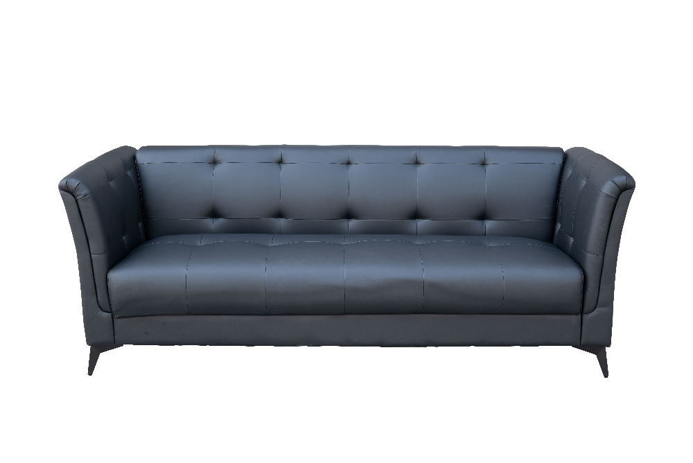 Happy Home 3 Sitzer Sofa in Lederoptik schwarz