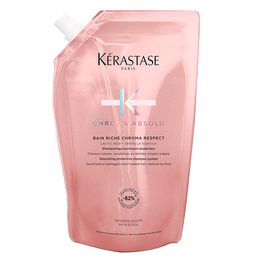 Kérastase Chroma Absolu Bain Riche Chroma Respect Refill Pouch 500 ml + Alu-Flasche