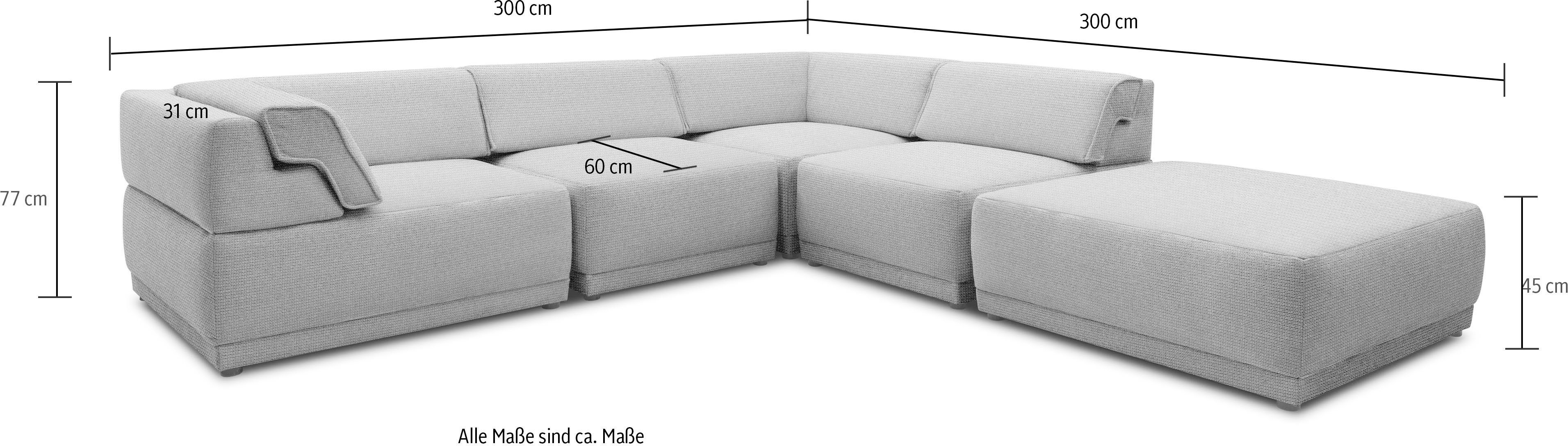 DOMO collection Loungesofa 800007, Set, Rückenkissen aufstellbar, unendlich erweiterbar