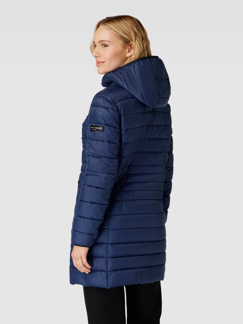 Steppjacke mit Kapuze Modell 'LAURA MAY' in marineblau