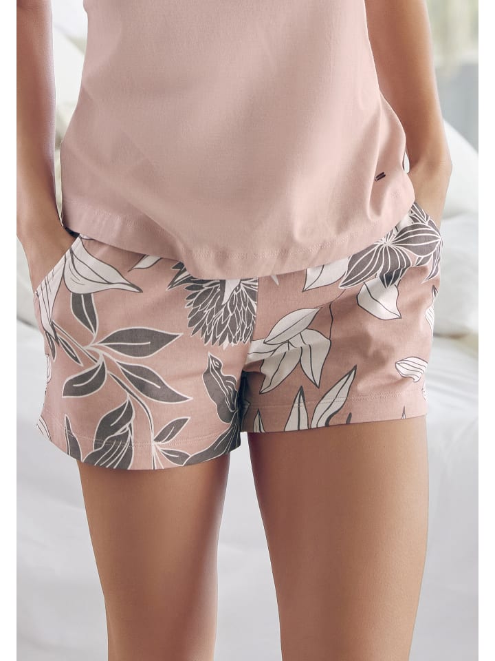 LASCANA Schlafshorts in allover-altrosa-geblümt günstig kaufen