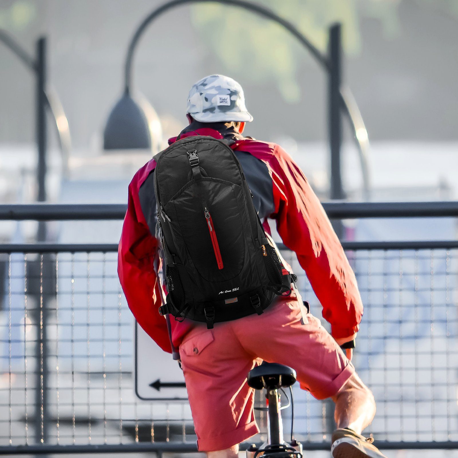 TAN.TOMI Wanderrucksack 38L Großer Wanderrucksack mit Rückenbelüftung, Wasserdicht (Einschließlich Regenschutz), mit Regenschutz für Outdoor Reisen Camping Trekking