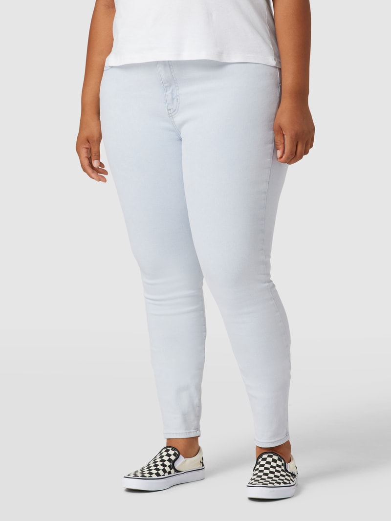 PLUS SIZE High Rise Jeans mit Logo-Stitching Modell 'MELANY' in jeans