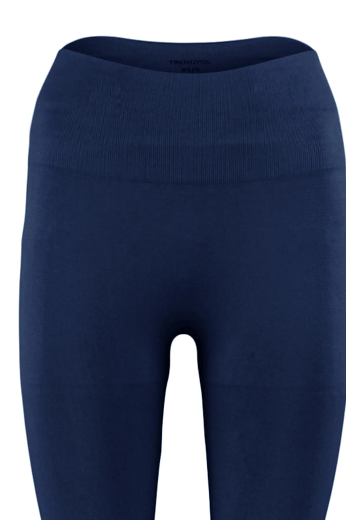 Trendyol Collection  Nahtlose/nahtlose, geraffte, gestrickte Sport-Leggings in dunklem Marineblau TWOAW23TY00027