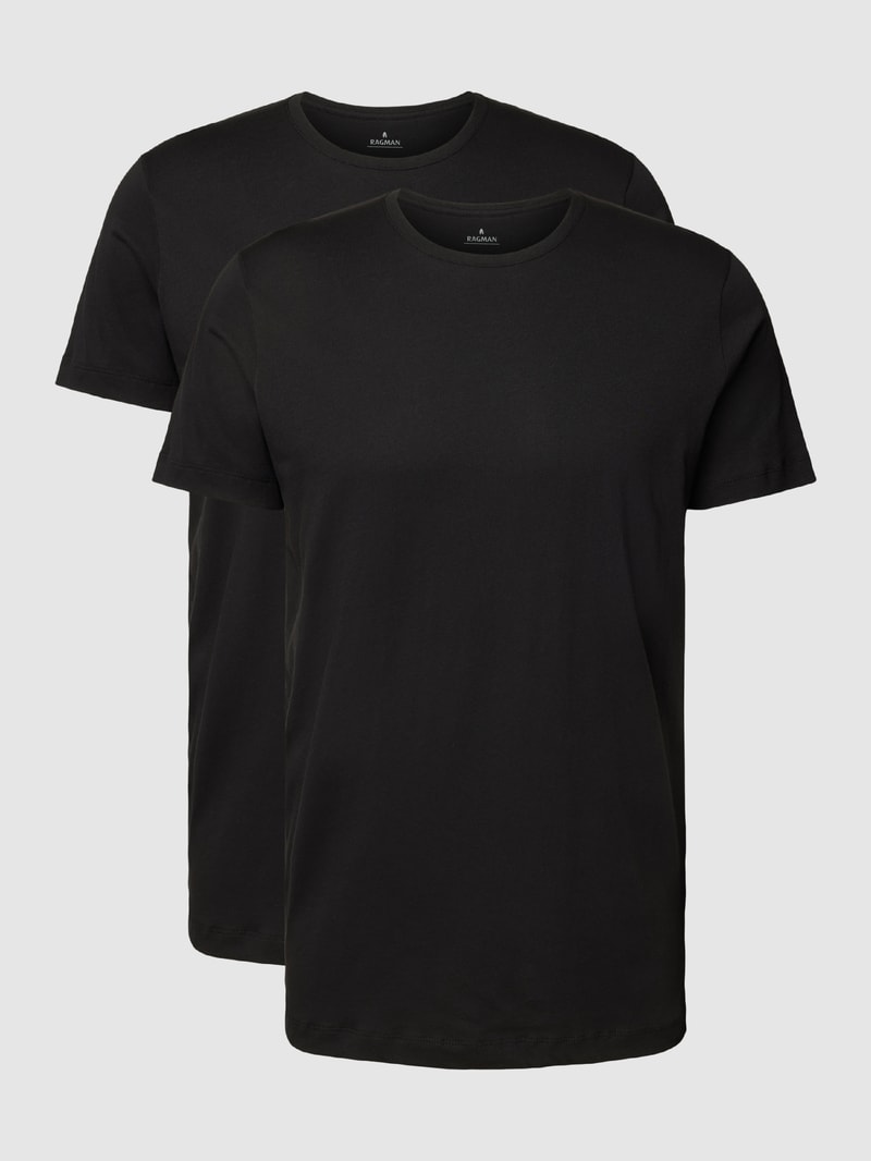 T-Shirt mit Rundhalsausschnitt im 2er-Pack in schwarz