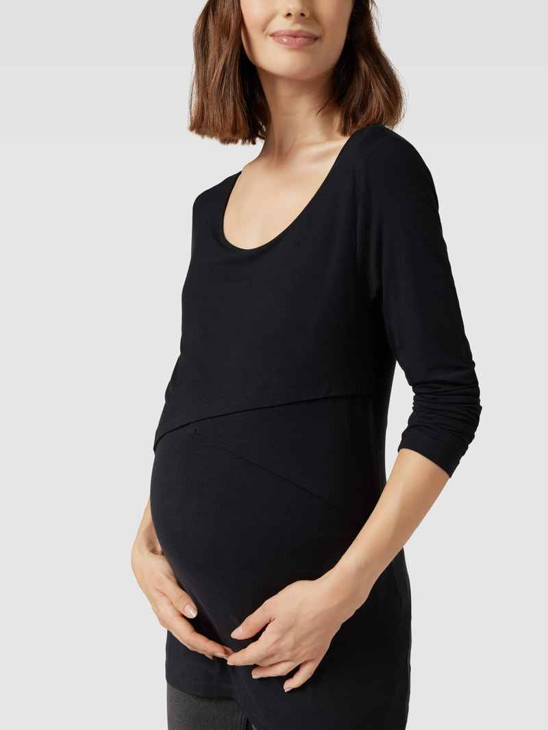 Umstands-Longsleeve in Wickel-Optik Modell 'CAMMA JUNE' in schwarz