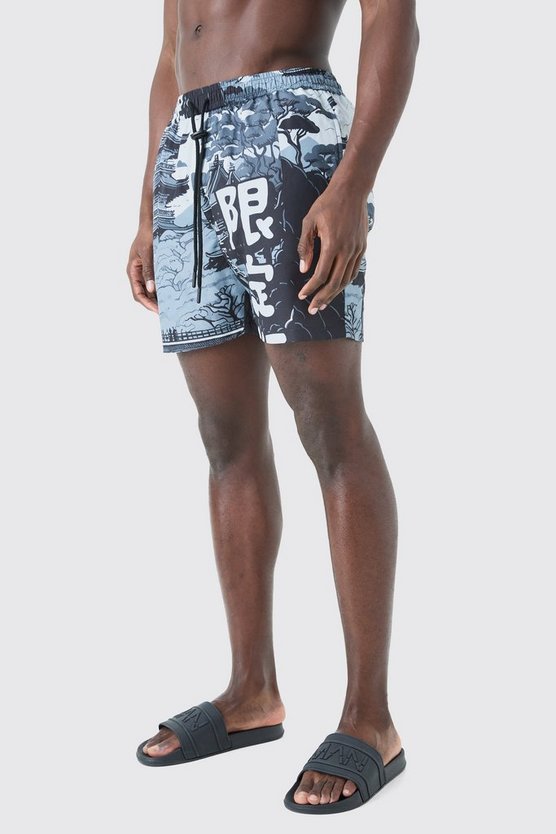 Mittellange Badehose mit Print