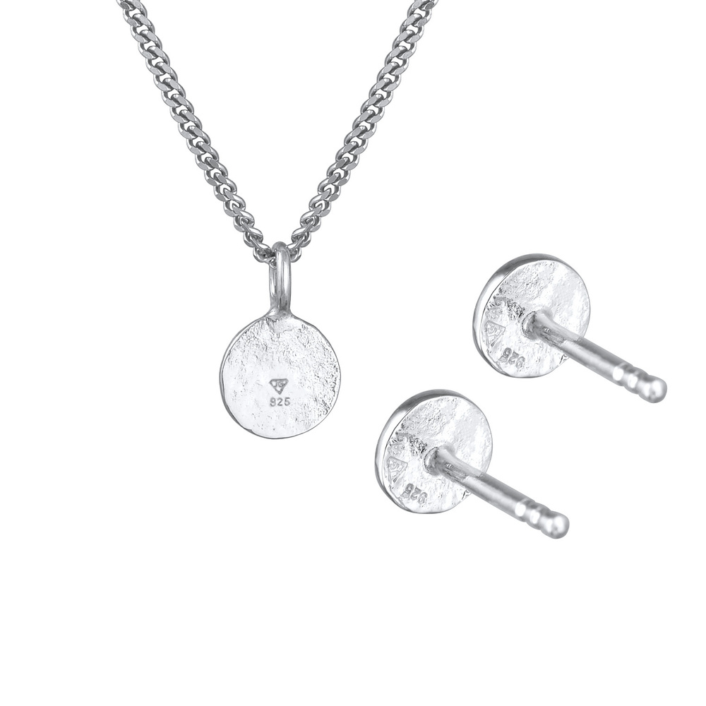 Elli Elli Ensemble de Bijoux Femmes pendentif plaquette set clous d'oreilles en argent Bijoux
