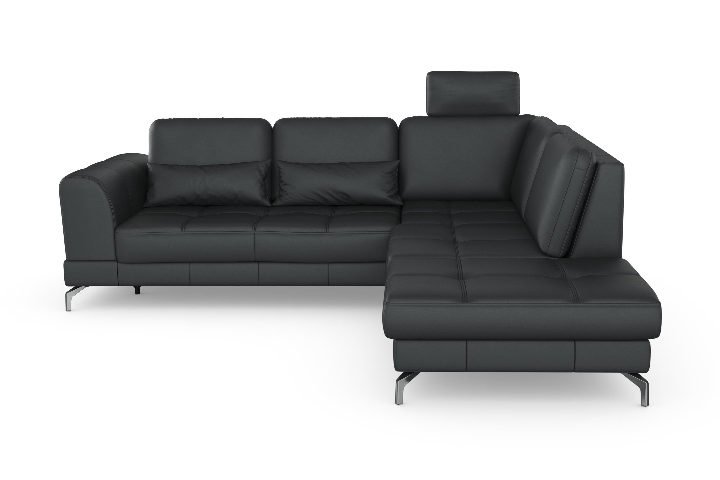 sit&more Ecksofa Bendigo, inklusive Sitztiefenverstellung, Bodenfreiheit 12 cm, in 2 Fußfarben