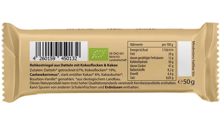 LEBEPUR Bio-Coconut Cream Riegel 50 g