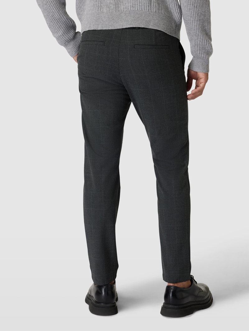 Slim Fit Chino mit Glencheck-Muster Modell 'ROBERT' in mittelgrau