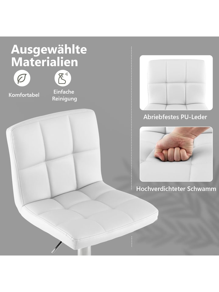 COSTWAY 2 tlg. Barhocker drehbar höhenverstellbar in Weiß günstig kaufen onesize