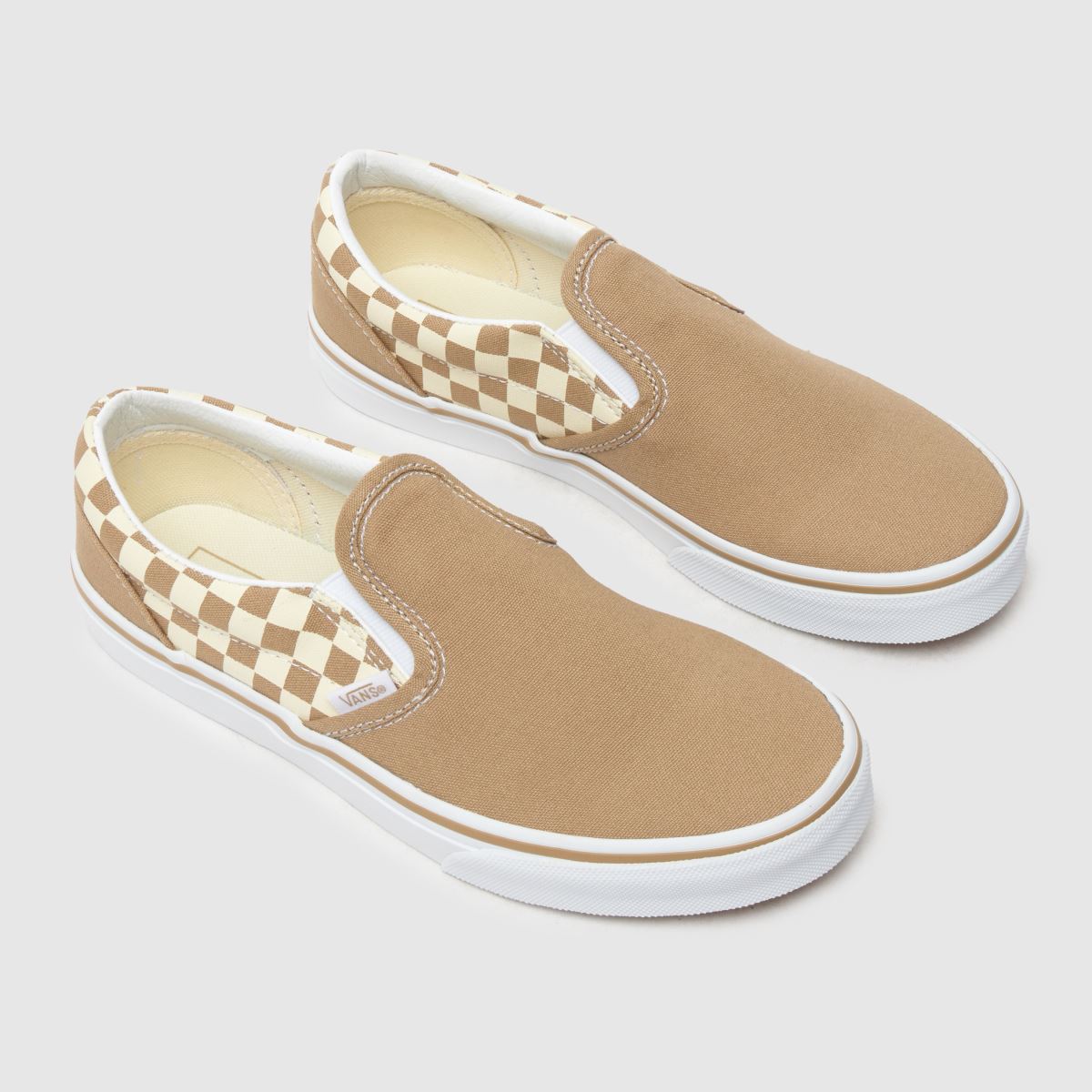 Vans vita och beige klassiska slip-on-sneakers för barn