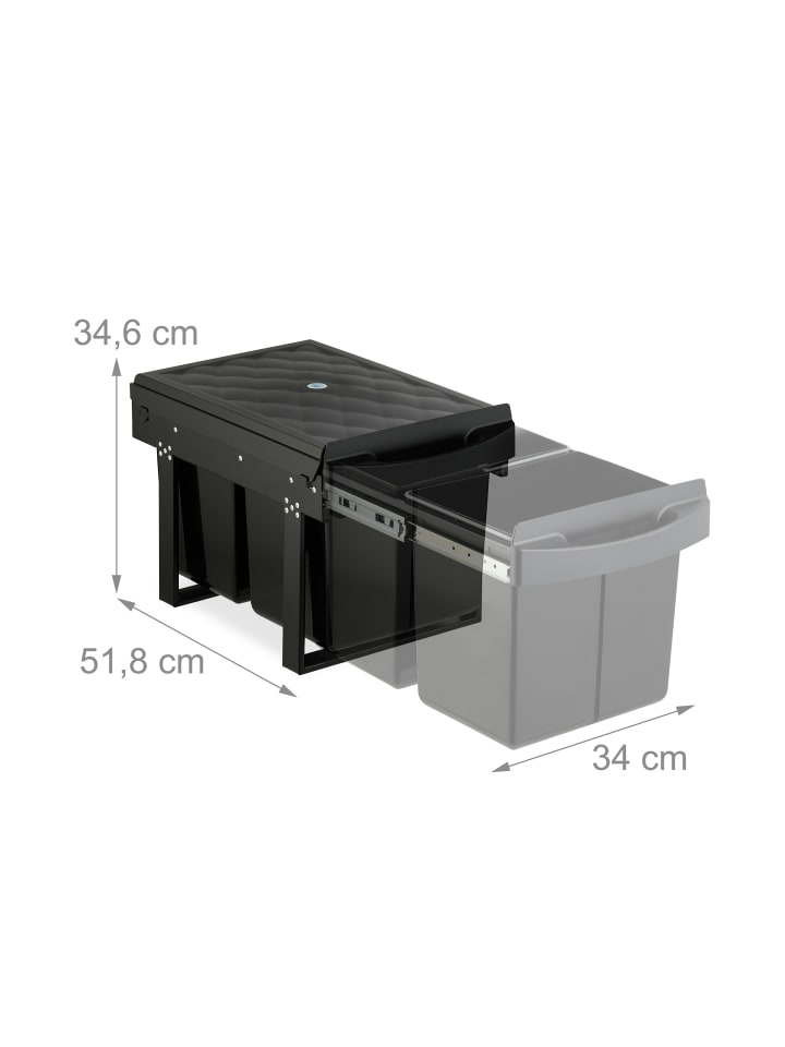 relaxdays Einbaumülleimer in Schwarz - 2x 15 l günstig kaufen onesize