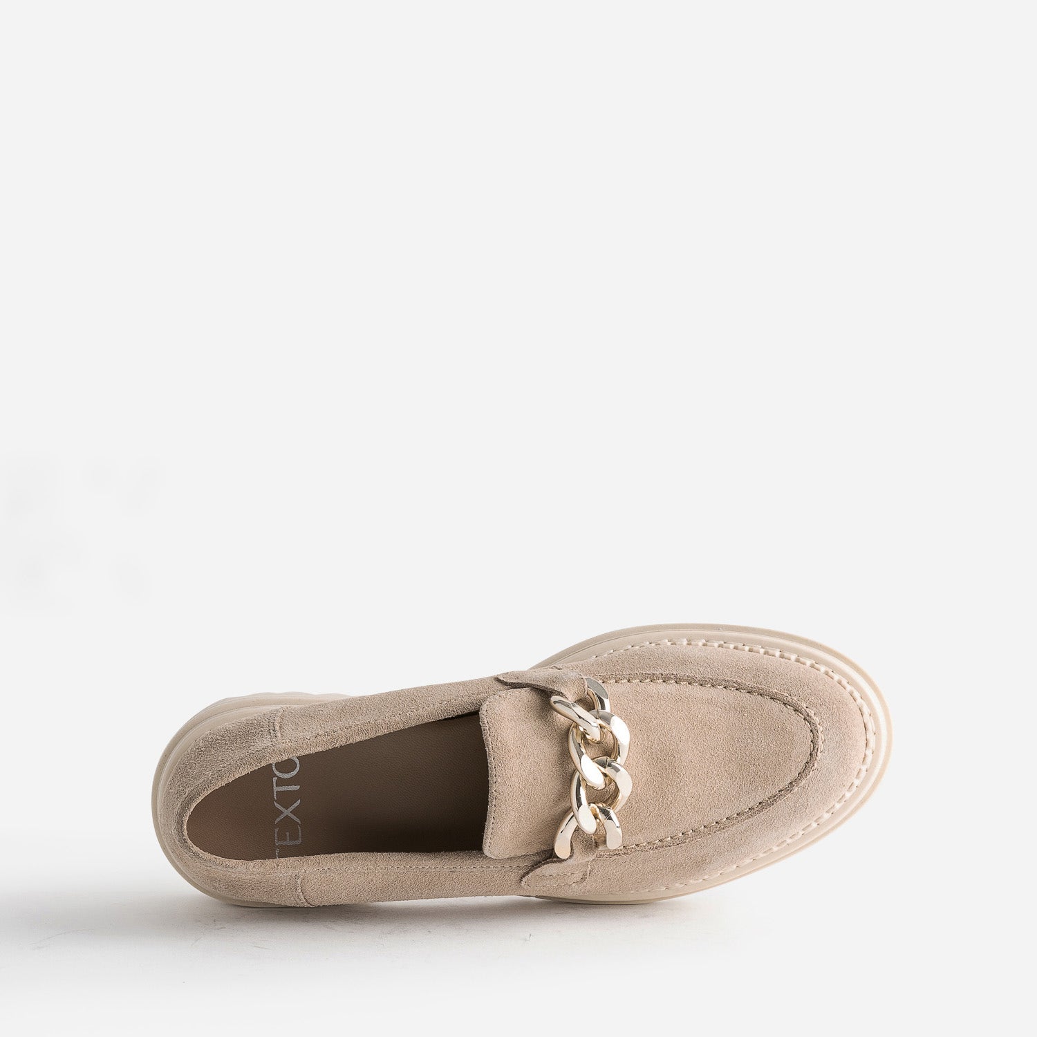 Mocassin TEXTO beige cuir velours semelle crantée
