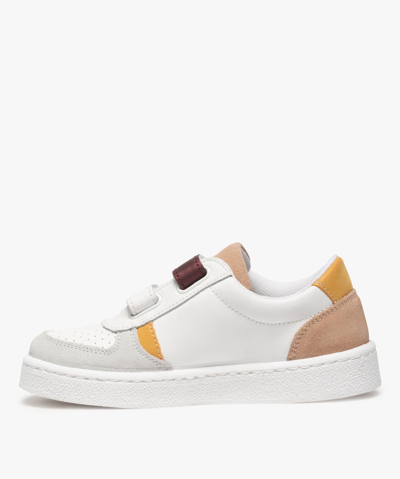 Baskets fille colorées en cuir fermeture scratch blanc | GEMO