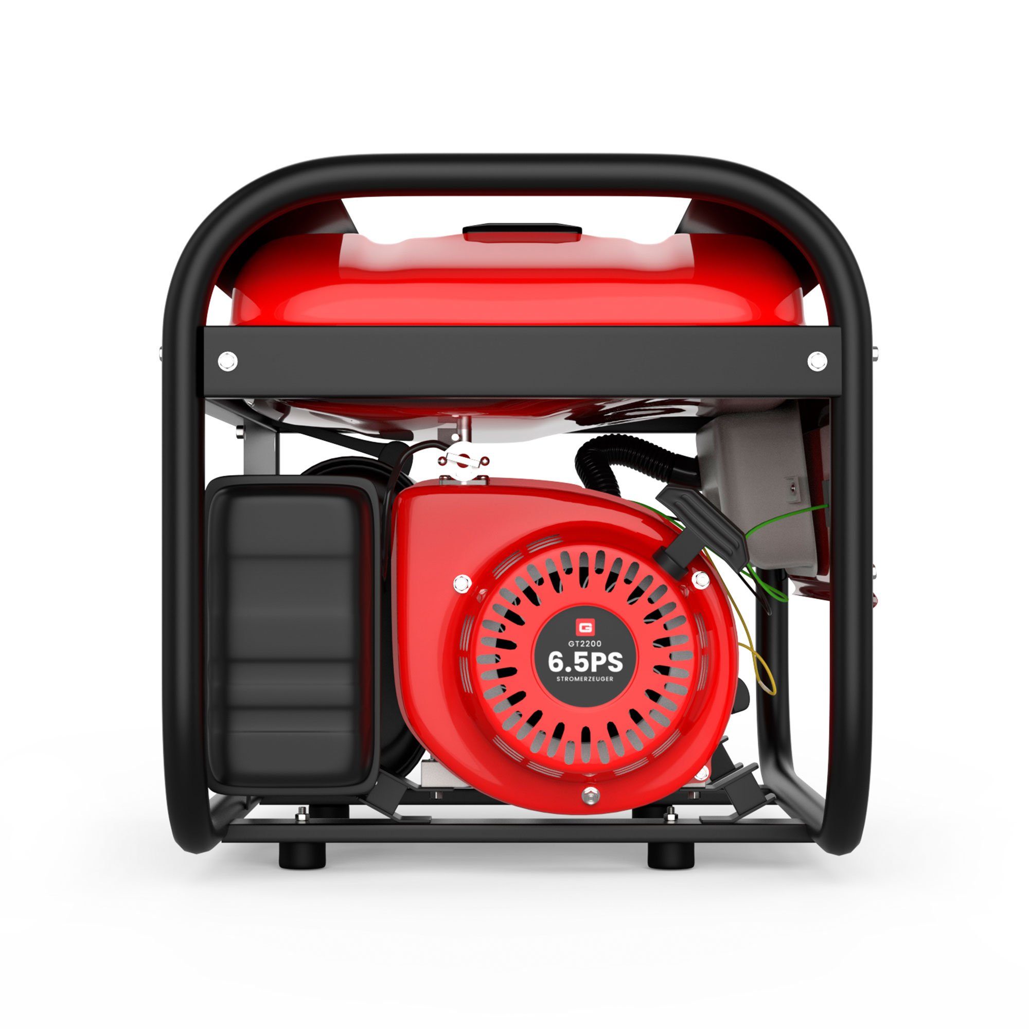 BLACKCOCO's GmbH Stromerzeuger 4-Takt 6.5 PS 2200W GT2200 Stromerzeuger Generator, 4,8 in kW, (Komplett-Set), Benzin Generator Stromerzeuger 2200 Watt 230V Steckdose