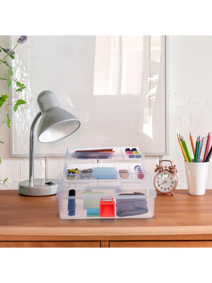 relaxdays Aufbewahrungsbox in Transparent/ Rot - (B)33 x (H)14 x (T)19,5 cm günstig kaufen onesize