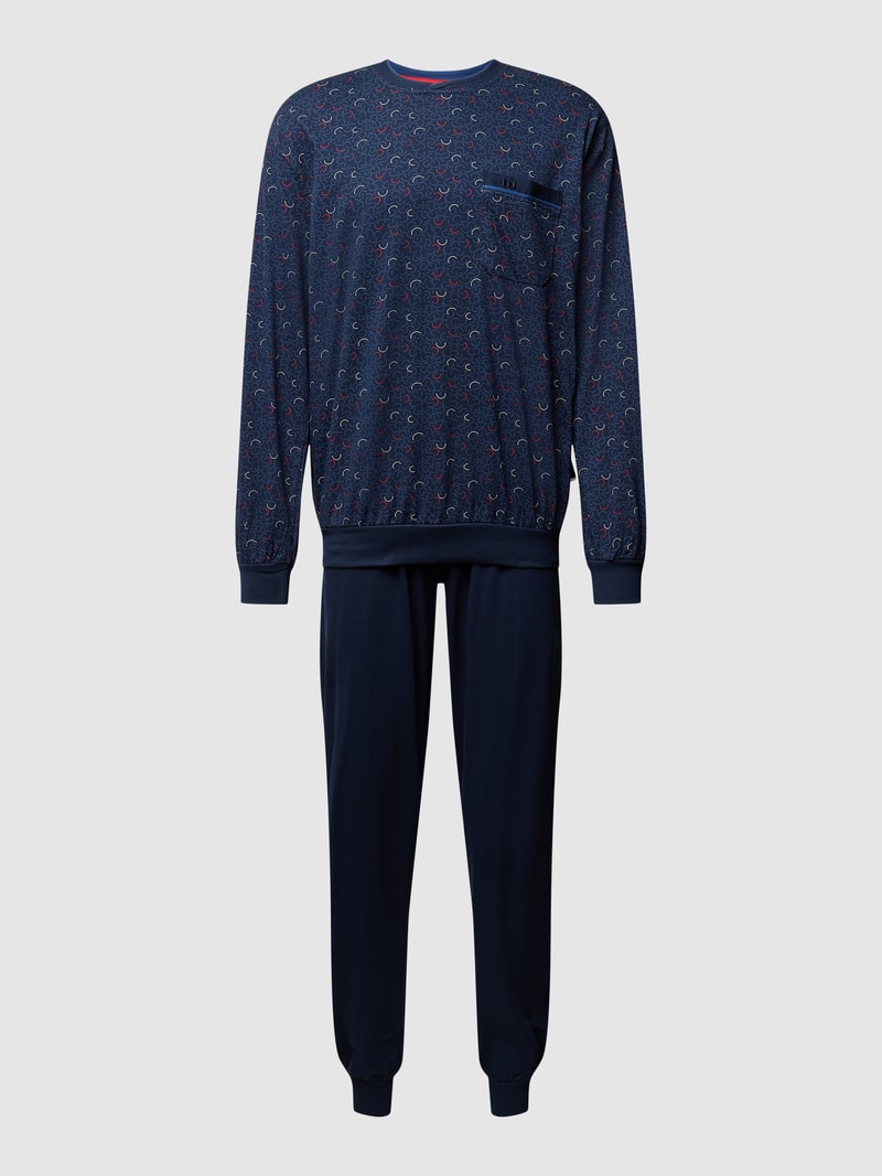 Pyjama mit Brusttasche Modell 'RED LABEL' in dunkelblau