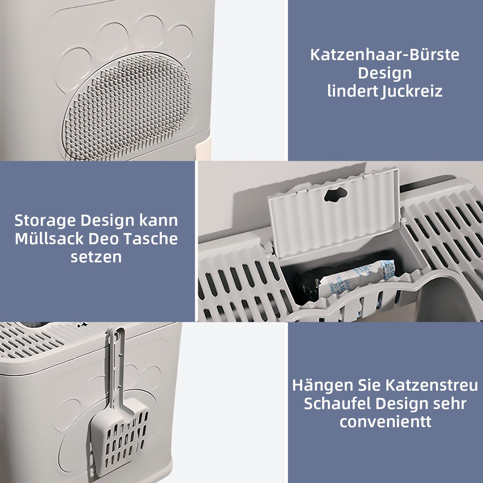 Wenta Katzentoilette Katzenklo mit Deckel, Schaufel, für Katzen bis zu 15 kg