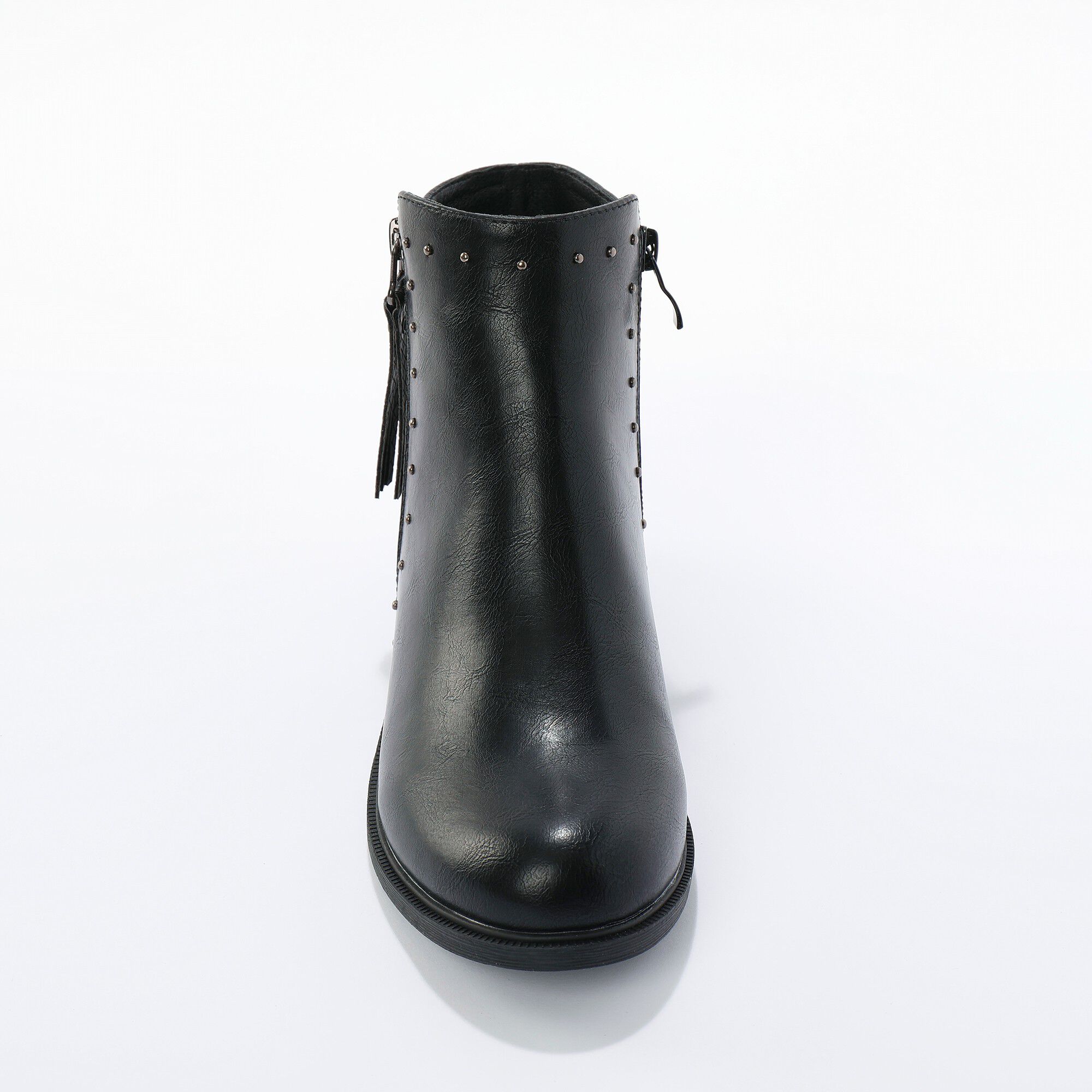 Boots bi-matière, zippées et cloutées
