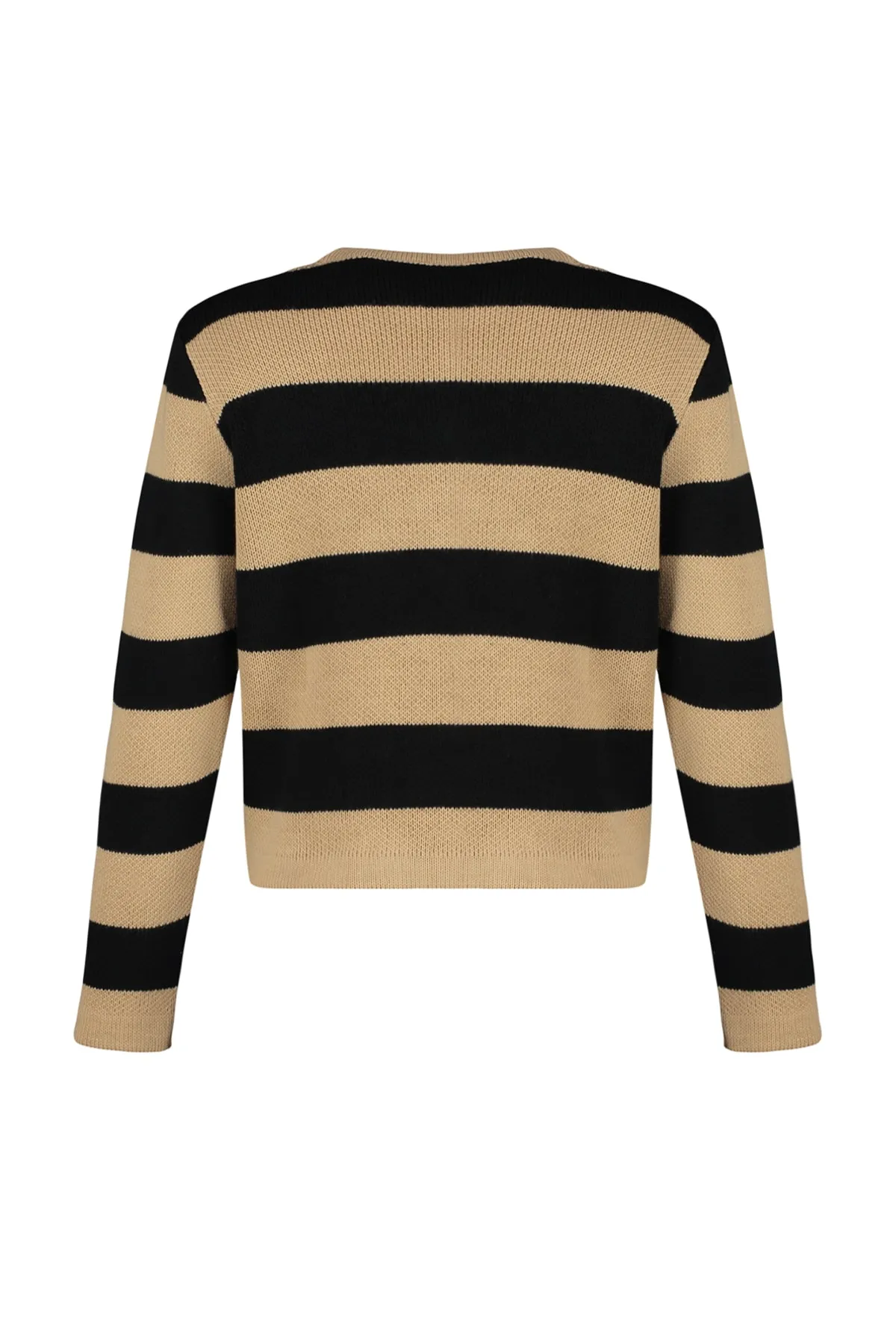 Trendyol Collection  Kamel gestreifter Basic-Strick-Cardigan TWOAW24HI00091